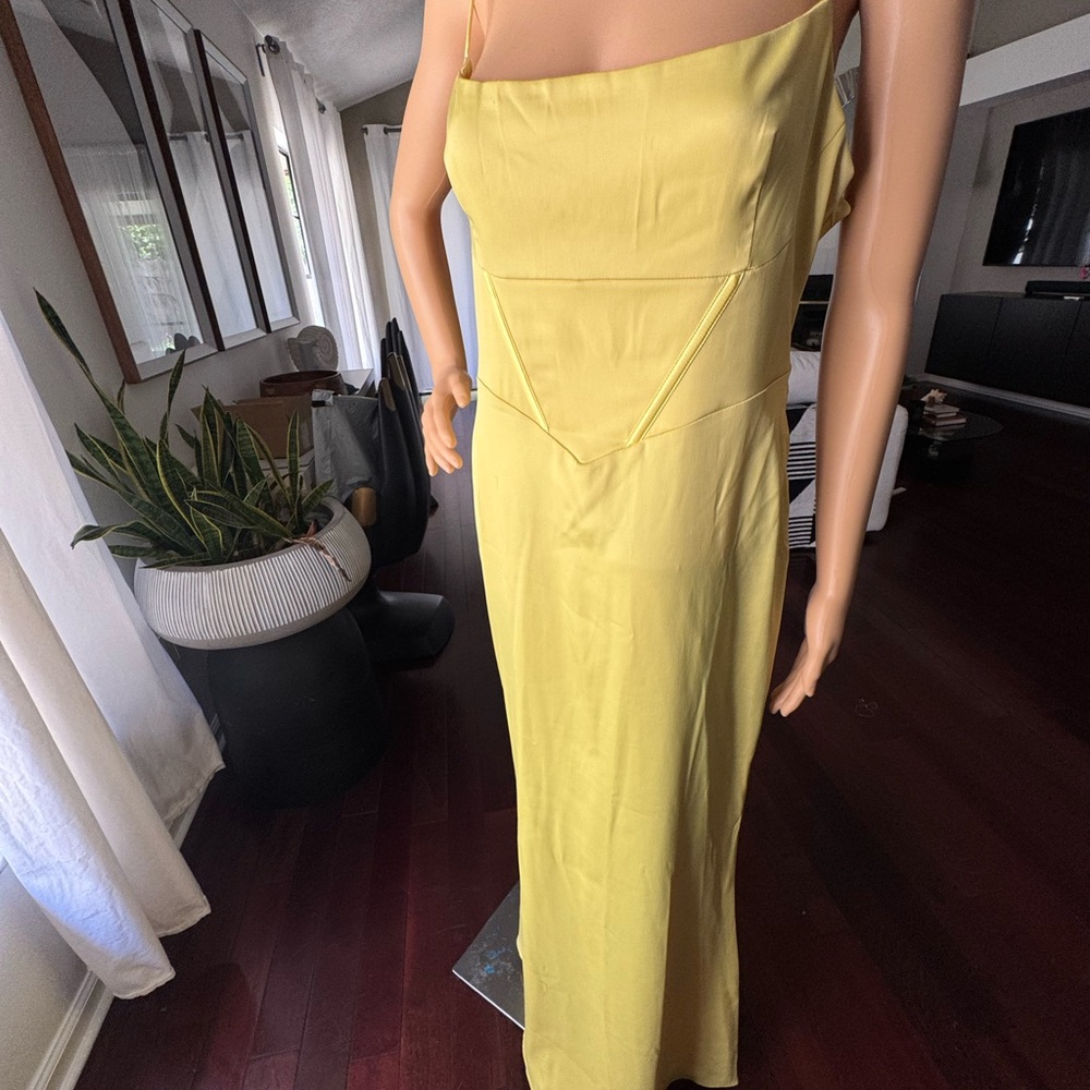 Meshki Satin Corset Yellow Maxi Women's Dress XL